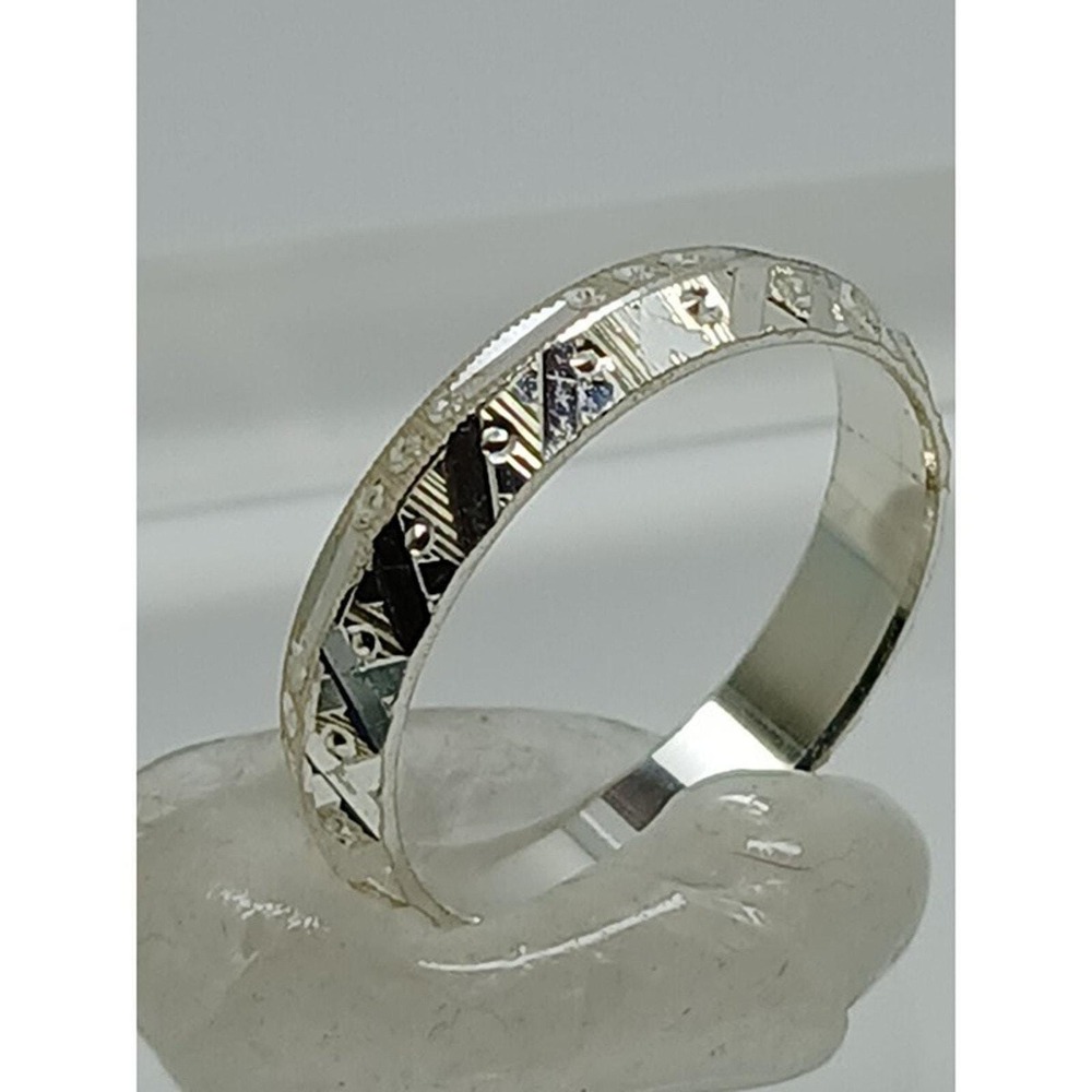 Vintage‎ Quality Thailand Wedding 925 Sterling Silver Stack Band Ring Size 8.25